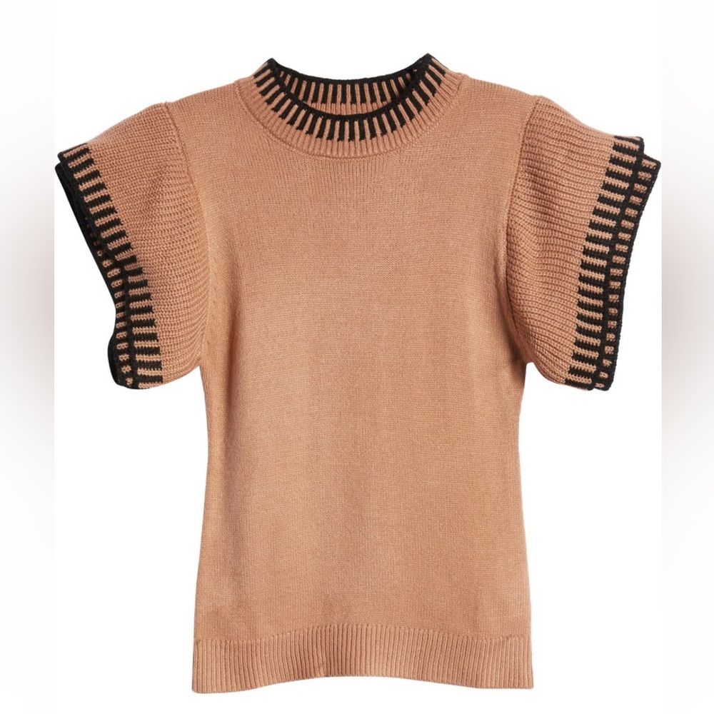 NWOT Vici Collection Contrast Sweater Top - Mocha - Picture 5 of 6